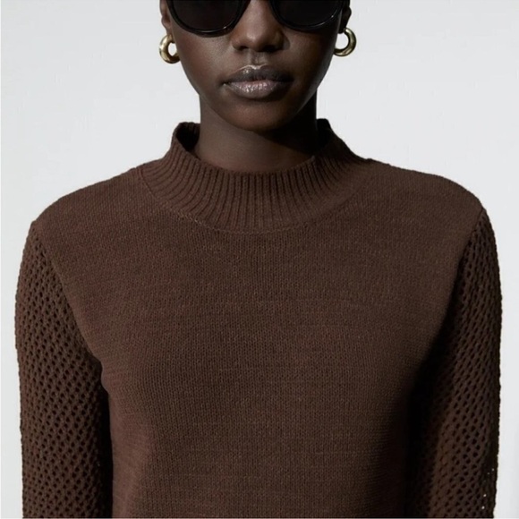 Zara Brown Chenille Dress with Cutwork - Picture 5 of 7